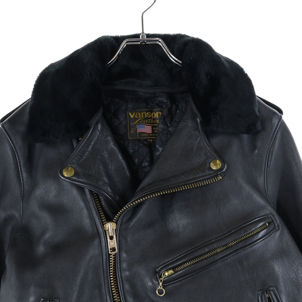 VANSON(バンソン) TYPE E タイプE ハイウェイマン モーターサイクル レザーダブルライダースジャケット ブラック