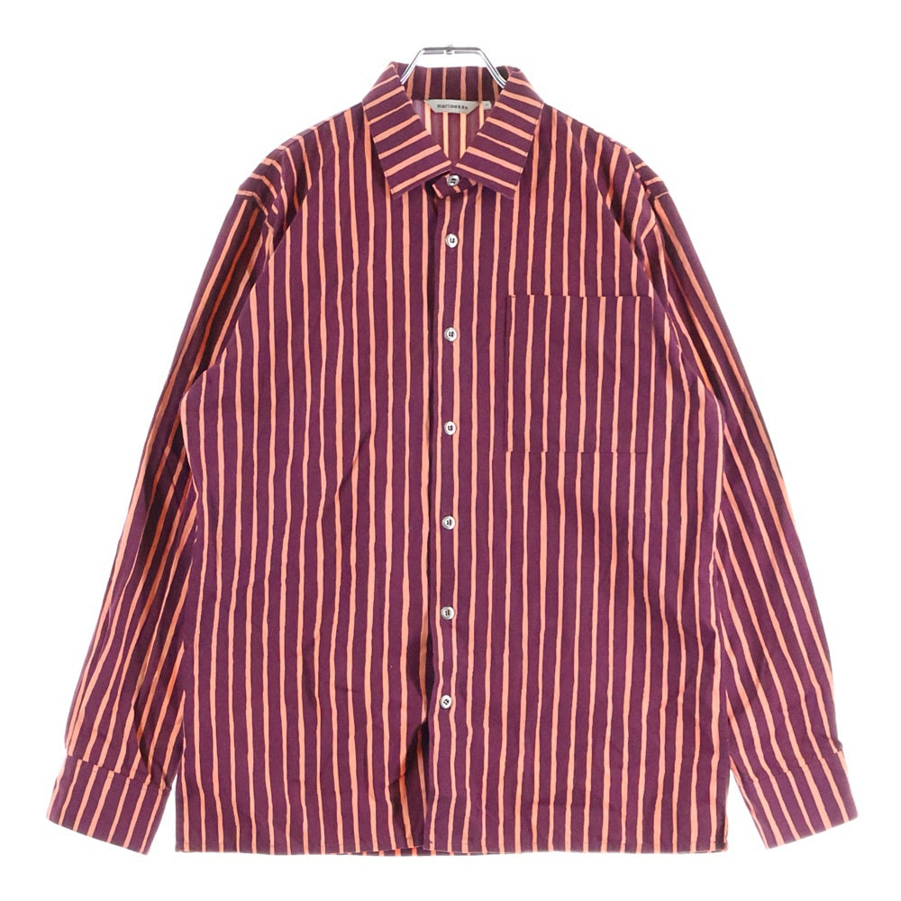 marimekko(マリメッコ) JOKAPOIKA 2017 ストライプ柄 コットン 長袖シャツ レッド レディース