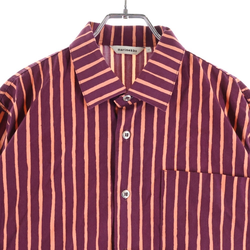 marimekko(マリメッコ) JOKAPOIKA 2017 ストライプ柄 コットン 長袖シャツ レッド レディース