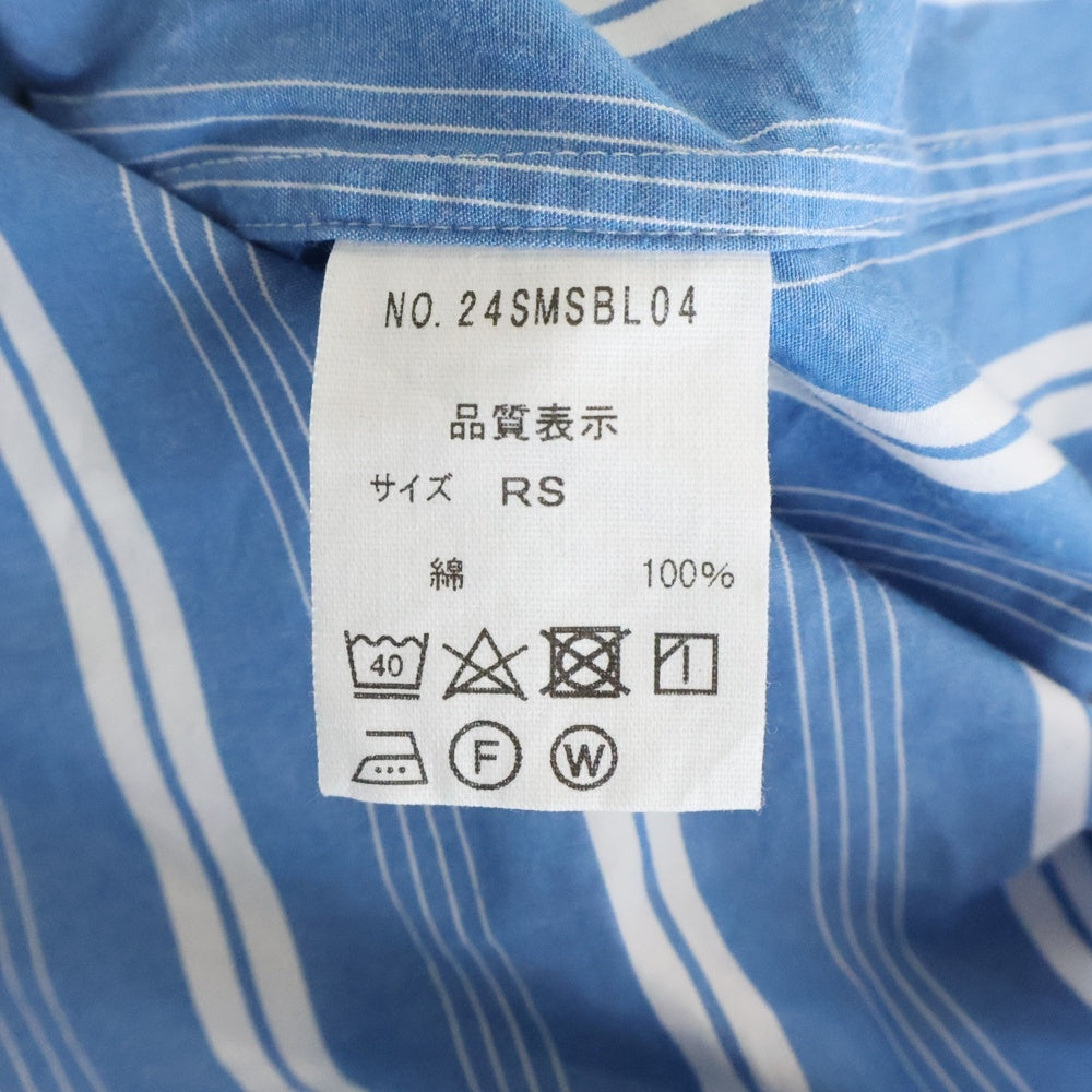 NO BRAND(ノーブランド) THE SHINZONE シンゾーン STRIPE DADDY SHIRTS ストライプ柄 ダディ ボタンダウン 長袖シャツ ブルー 24SMSBL04