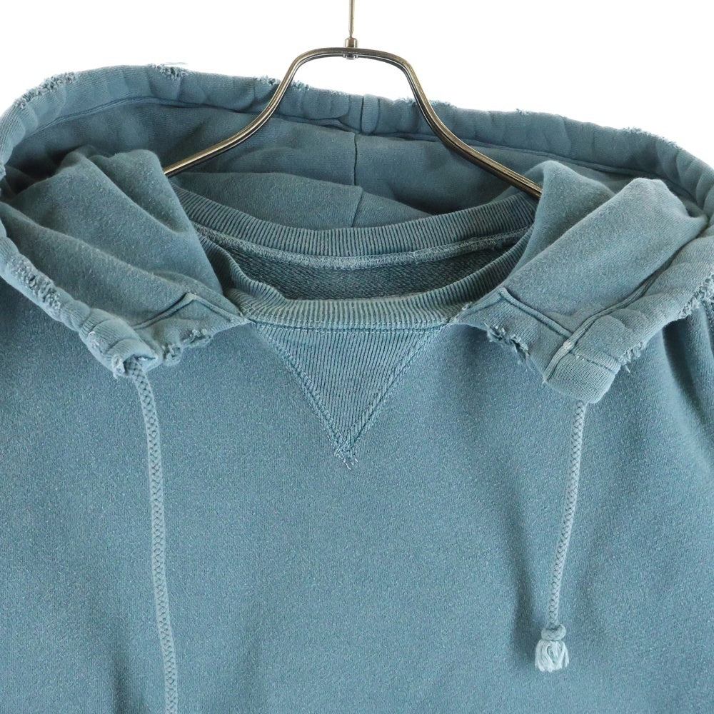 ANCELLM(アンセルム) 22AW ACW3 DAMAGE SWEAT HOODIE EX ダメージ加工 スウェット プルオーバーパーカー ブルー