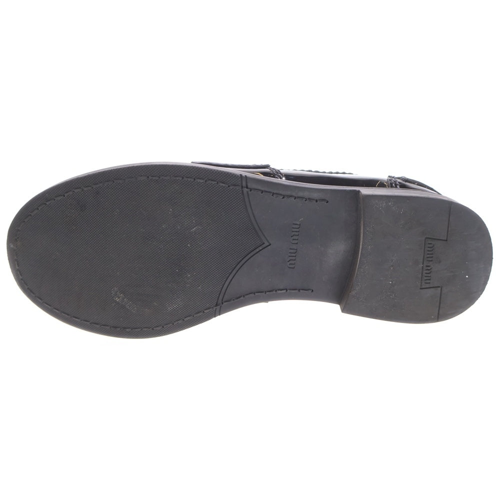 miumiu(ミュウミュウ) パテントレザー コインローファー シューズ レディース ブラック 773