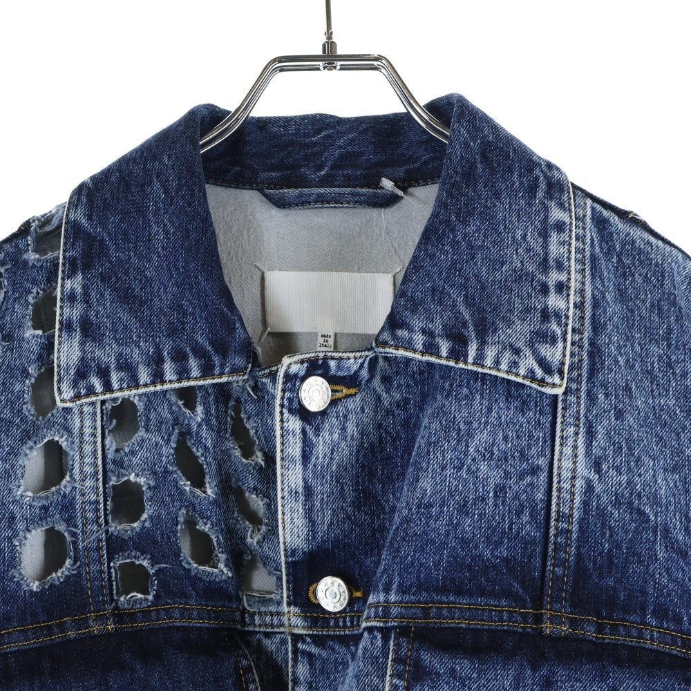 MM6 Maison Margiela(エムエムシックスメゾンマルジェラ) 20SS カットアウト加工 ベルテッドデニムジャケット インディゴ S29AM0339