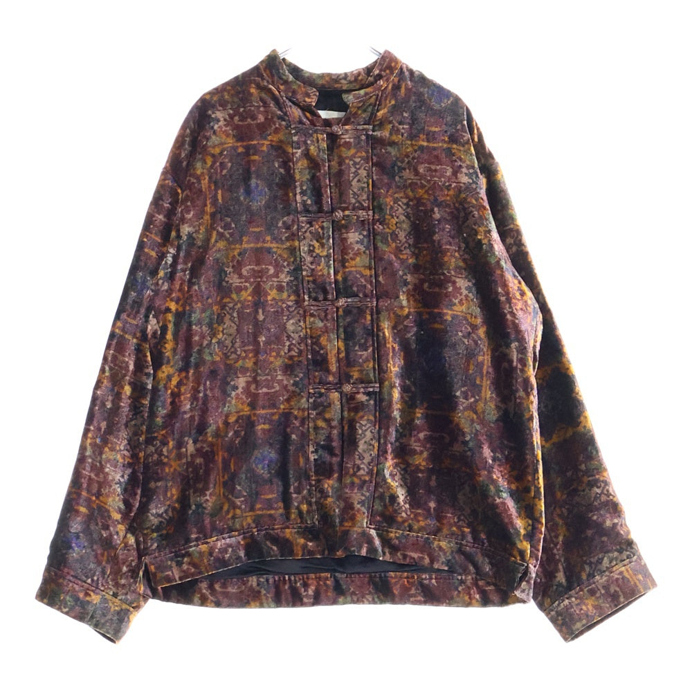 TOGA VIRILIS(トーガ ビリリース) 19SS VELVET PRINT SHIRT 総柄 長袖ベロアチャイナシャツ ボルドー TV92-FJ313
