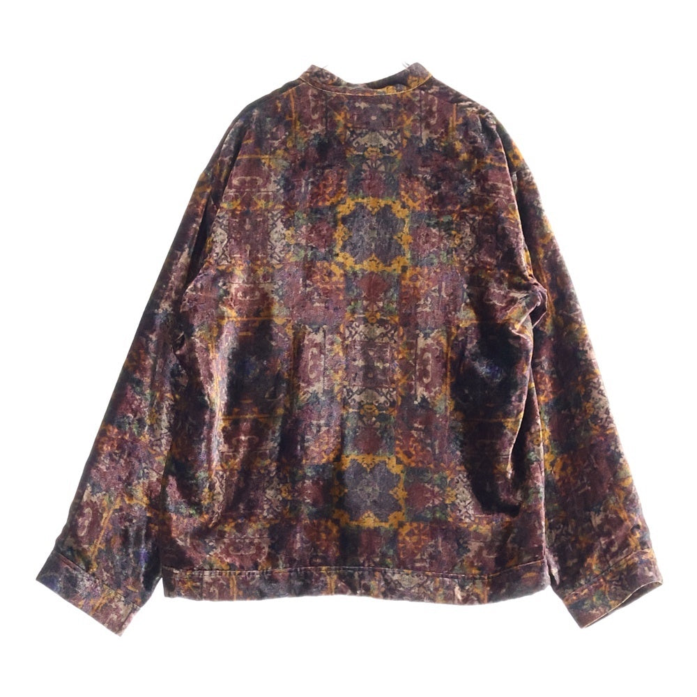 TOGA VIRILIS(トーガ ビリリース) 19SS VELVET PRINT SHIRT 総柄 長袖ベロアチャイナシャツ ボルドー TV92-FJ313