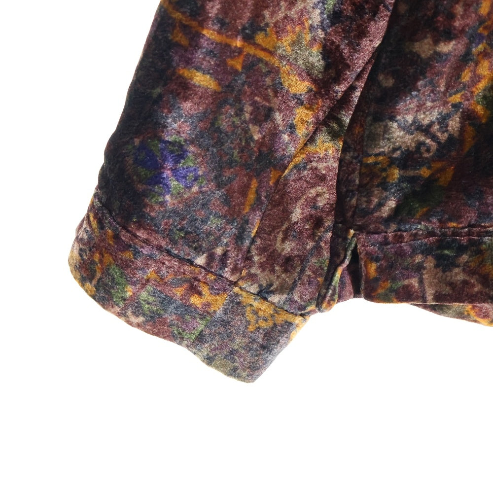 TOGA VIRILIS(トーガ ビリリース) 19SS VELVET PRINT SHIRT 総柄 長袖ベロアチャイナシャツ ボルドー TV92-FJ313