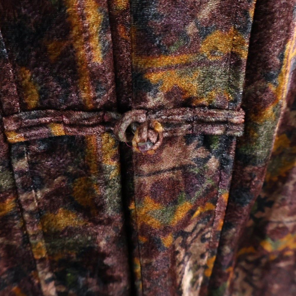 TOGA VIRILIS(トーガ ビリリース) 19SS VELVET PRINT SHIRT 総柄 長袖ベロアチャイナシャツ ボルドー TV92-FJ313