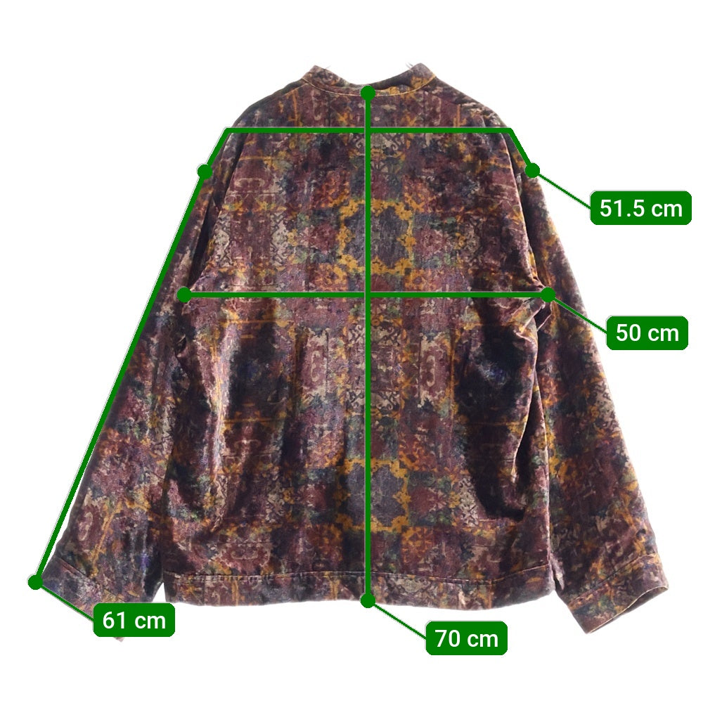 TOGA VIRILIS(トーガ ビリリース) 19SS VELVET PRINT SHIRT 総柄 長袖ベロアチャイナシャツ ボルドー TV92-FJ313