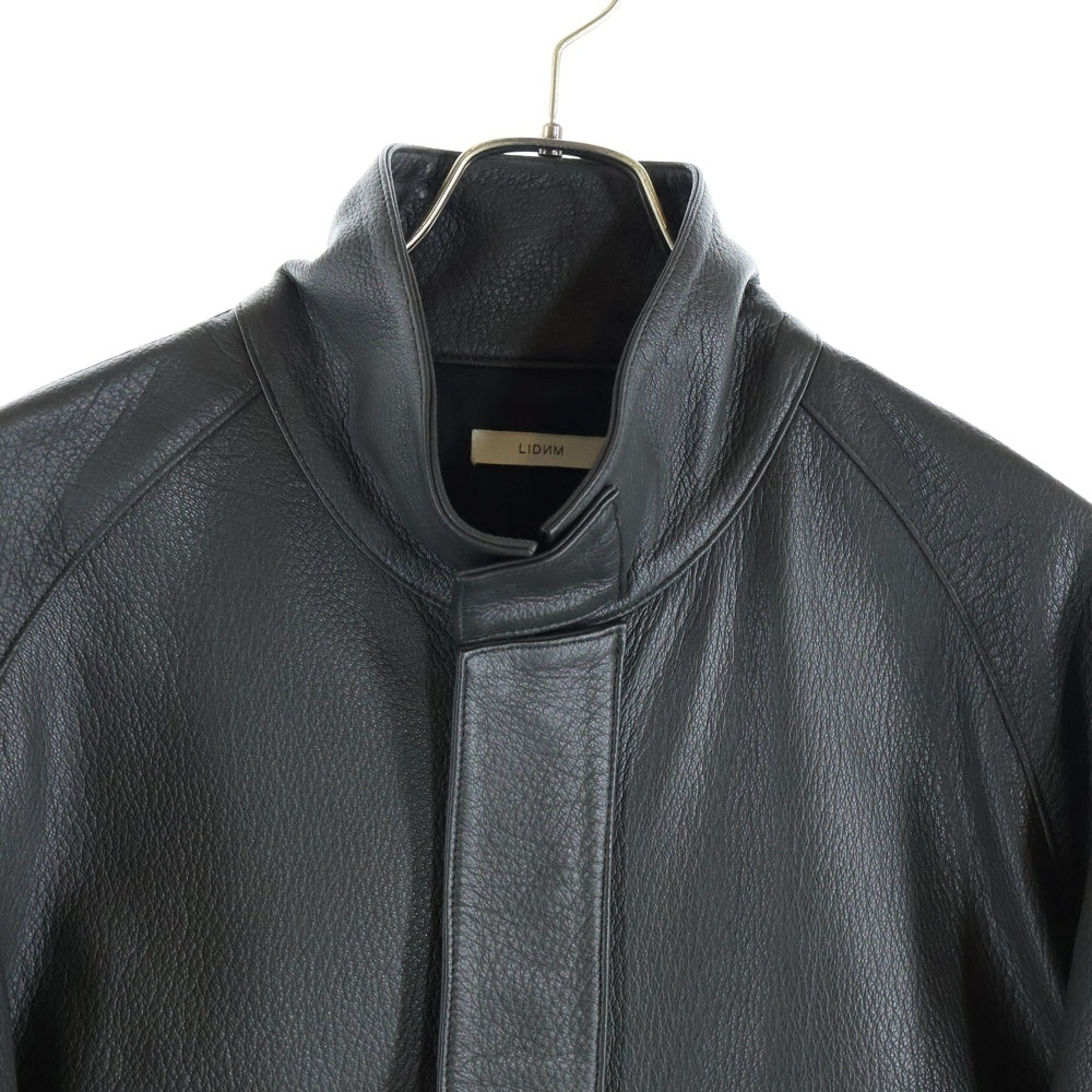 LIDnM(リドム) 23SS VINTAGE GOAT RIDING BLOUSON マルチポケット ジップアップ ゴートレザージャケット ブラック IM23SS04432