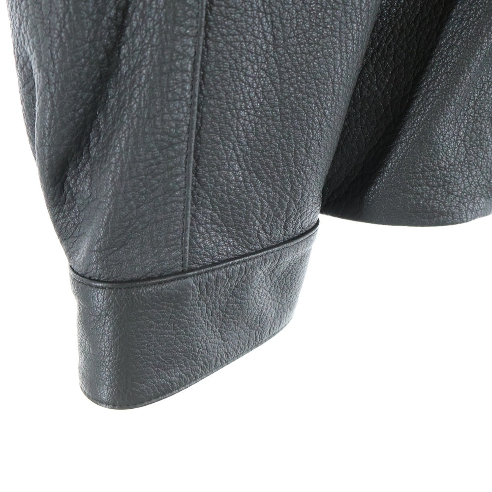LIDnM(リドム) 23SS VINTAGE GOAT RIDING BLOUSON マルチポケット ジップアップ ゴートレザージャケット ブラック IM23SS04432