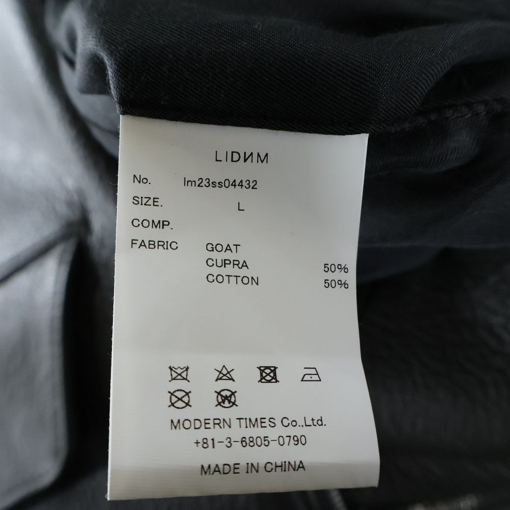 LIDnM(リドム) 23SS VINTAGE GOAT RIDING BLOUSON マルチポケット ジップアップ ゴートレザージャケット ブラック IM23SS04432