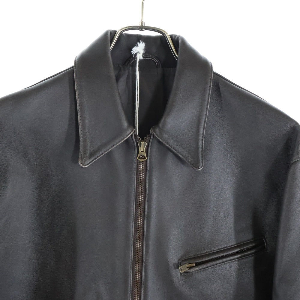 LIDnM(リドム) 25SS VINTAGE WASHED LEATHER ZIP ヴィンテージ加工 ウォッシュド ジップアップ シープレザージャケット ブラウン LM25SS02666