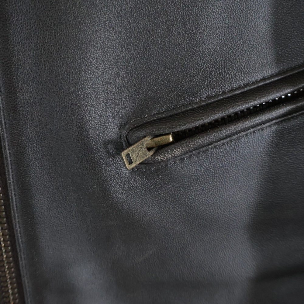 LIDnM(リドム) 25SS VINTAGE WASHED LEATHER ZIP ヴィンテージ加工 ウォッシュド ジップアップ シープレザージャケット ブラウン LM25SS02666