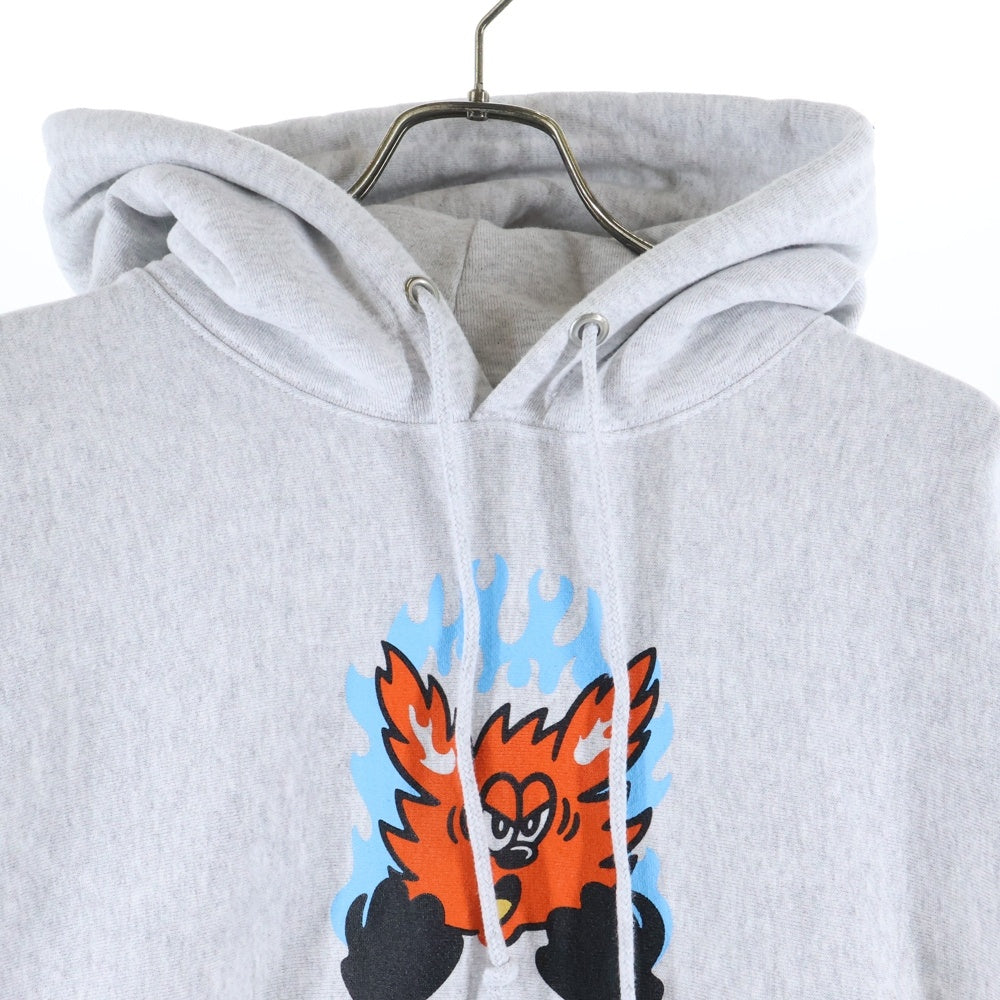 VERDY(ベルディ) ×YUKI TSUNODA HOODIE フロントキャラクタープリント スウェット プルオーバーパーカー グレー