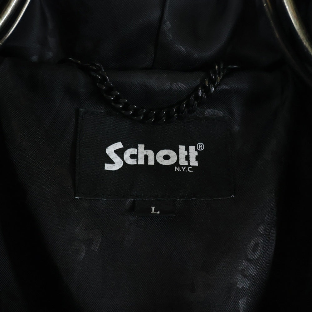 SCHOTT(ショット) LEATHER FULLZIP PARKA レザーフルジップパーカー ジャケット ブラック 782-3950080