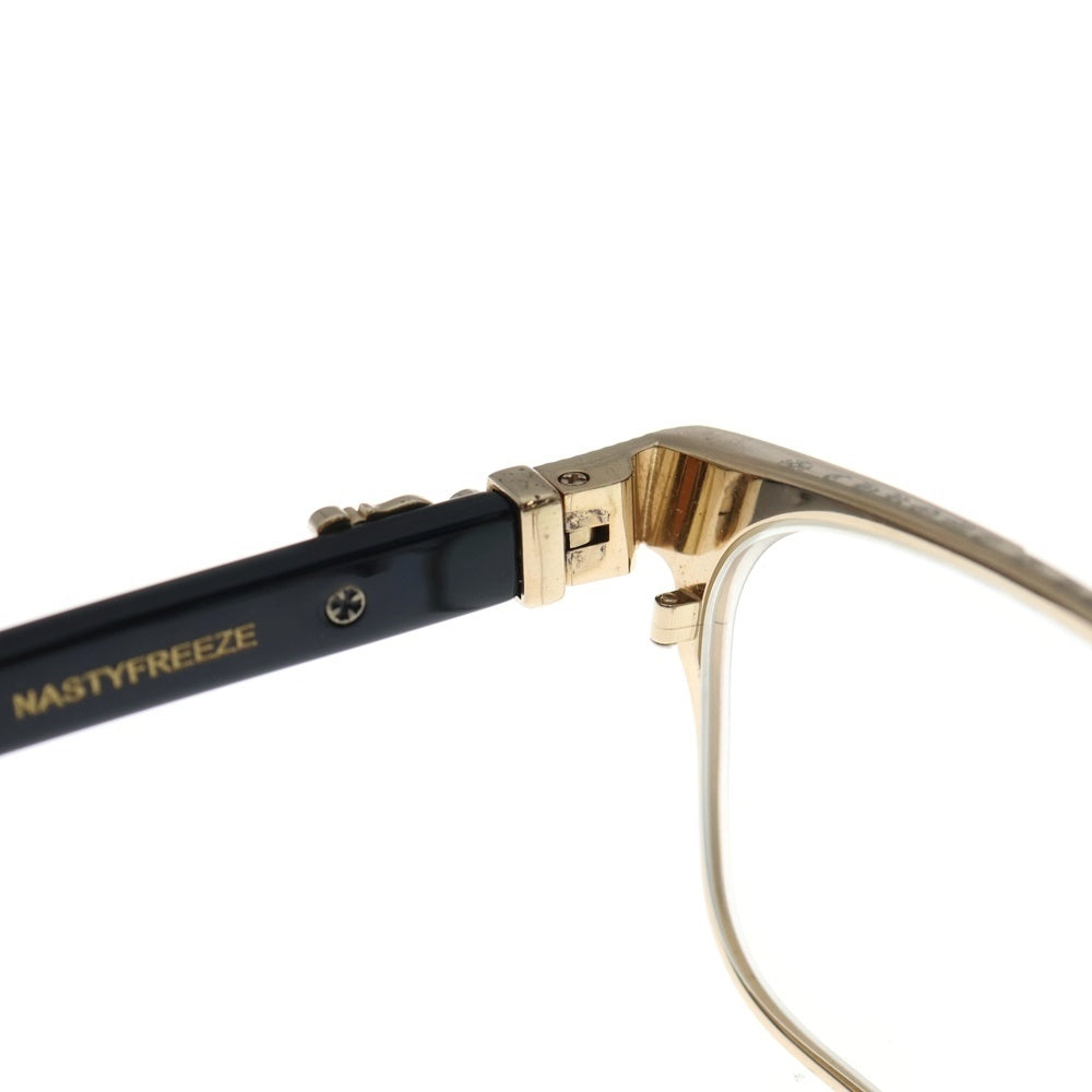 CHROME HEARTS(クロムハーツ) NASTYFREEZE MATTE BLACK GOLD PLATED ナスティフリーズ マット ウエリントン ダガークロステンプル プレーテッド サングラス メガネ ブラック/ゴールド