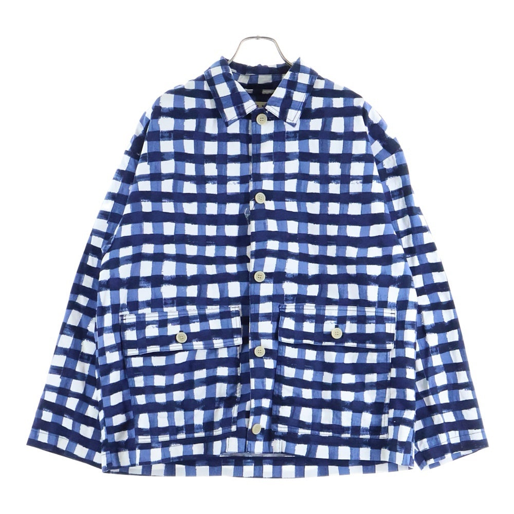 MARNI(マルニ) ×UNIQLO ユニクロ チェック柄 オーバーサイズド ユーティリティ ジャケット ブルー/ホワイト