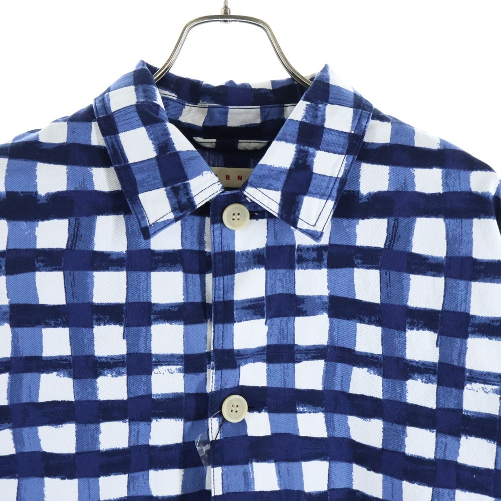 MARNI(マルニ) ×UNIQLO ユニクロ チェック柄 オーバーサイズド ユーティリティ ジャケット ブルー/ホワイト