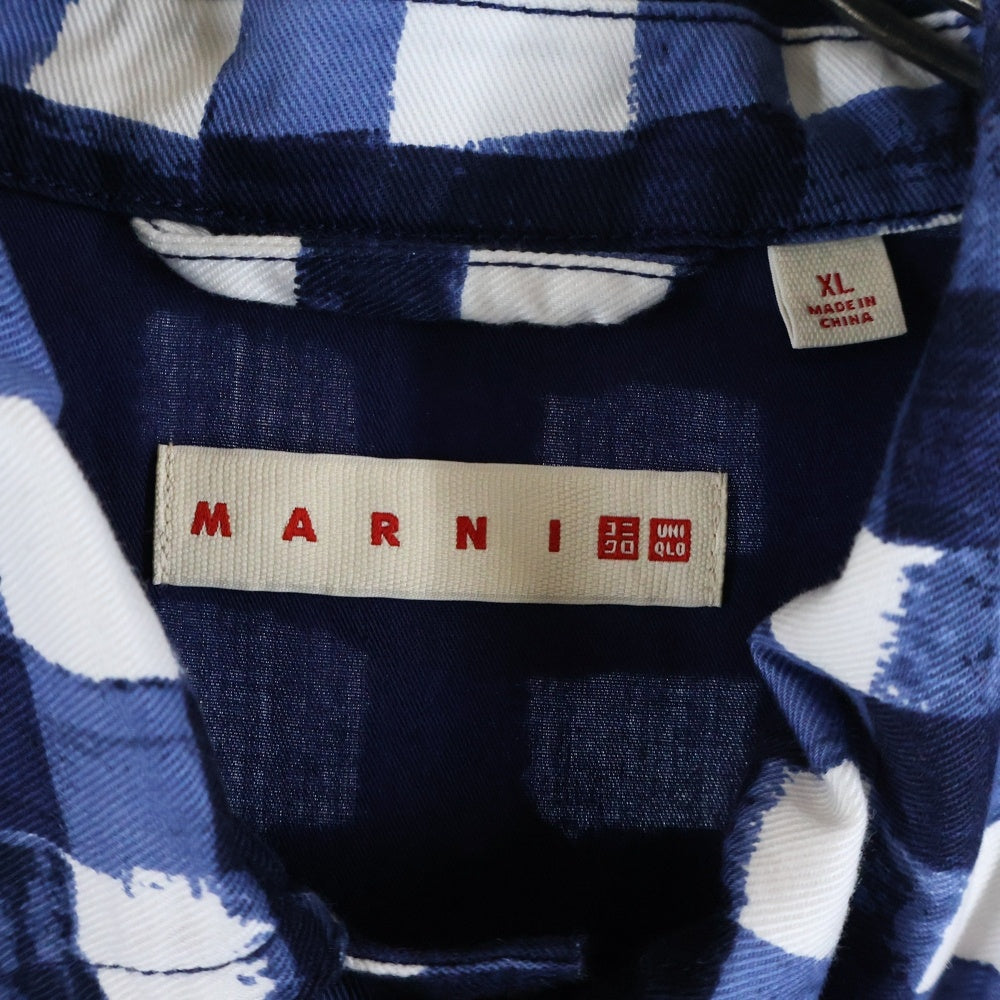 MARNI(マルニ) ×UNIQLO ユニクロ チェック柄 オーバーサイズド ユーティリティ ジャケット ブルー/ホワイト