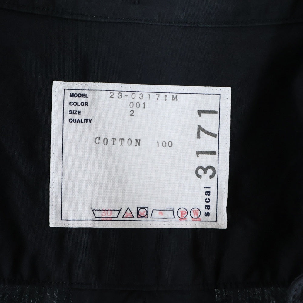 Sacai(サカイ) 23AW THOMAS MASON COTTON POPLIN L/S SHIRT トーマス メイソン コットン ポップリン ロングスリーブ ジップアップシャツ ブラック 23-03171M