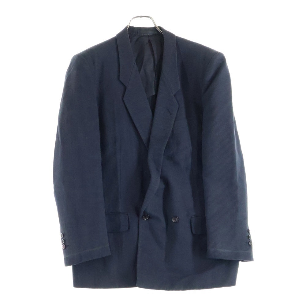COMME des GARCONS HOMME(コムデギャルソンオム) 80S ストライプ ノーベントデザイン ダブルテーラードジャケット ネイビー HJ-011001M