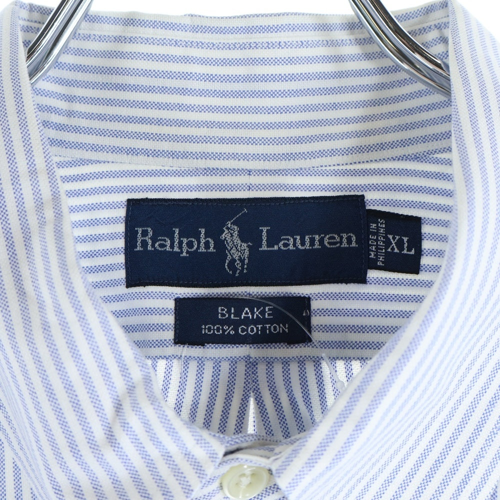 POLO RALPH LAUREN(ポロラルフローレン) BLAKE ブレイク 胸ロゴ刺繍 コットン 長袖ボタンダウンシャツ ホワイト/ブルー