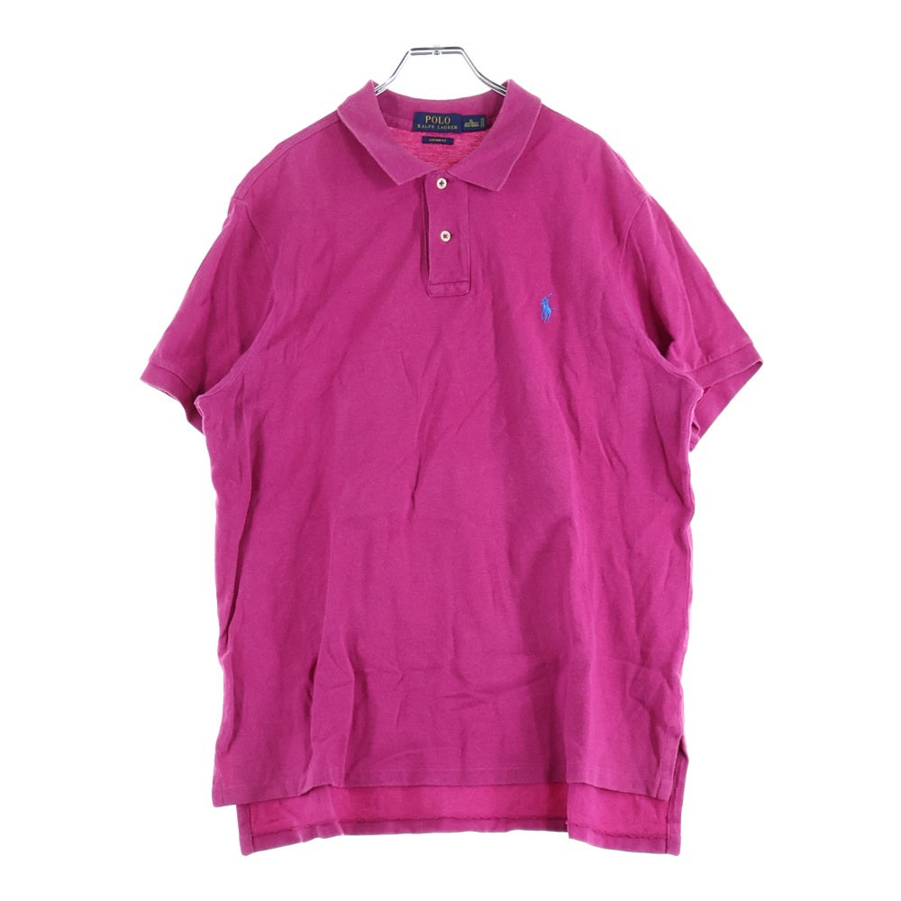POLO RALPH LAUREN(ポロラルフローレン) 胸ロゴ刺繍 半袖コットンポロシャツ パープル