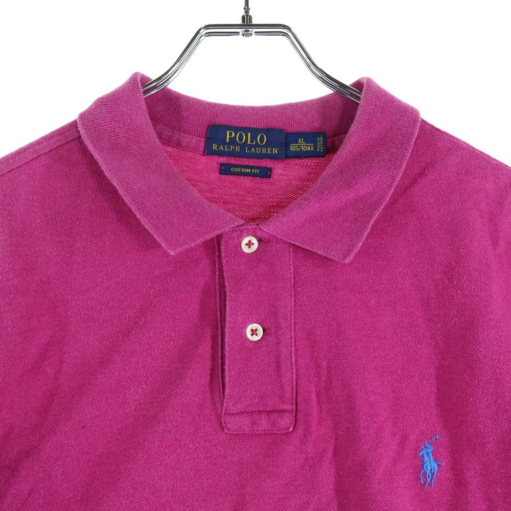 POLO RALPH LAUREN(ポロラルフローレン) 胸ロゴ刺繍 半袖コットンポロシャツ パープル