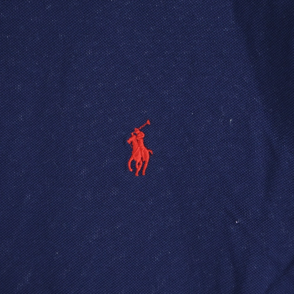 POLO RALPH LAUREN(ポロラルフローレン) CUSTOM SLIM FIT 胸ロゴ刺繍 半袖コットンポロシャツ ネイビー