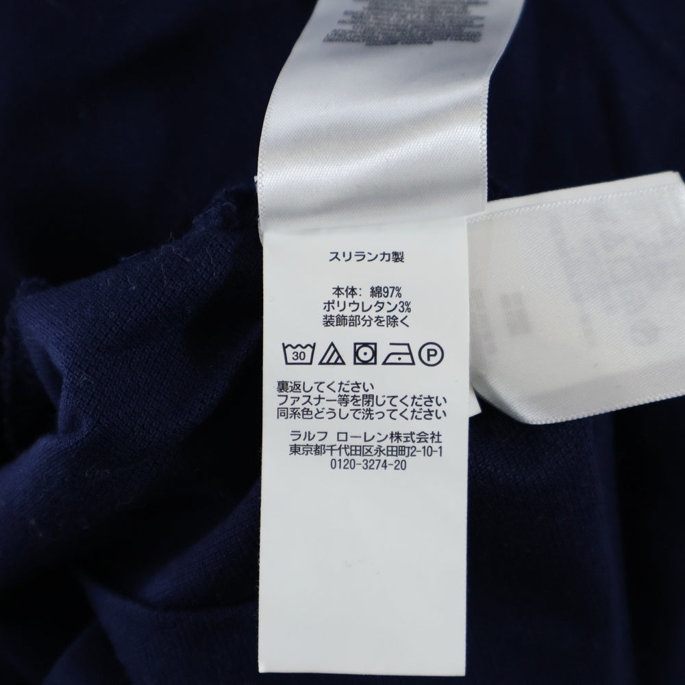 POLO RALPH LAUREN(ポロラルフローレン) CUSTOM SLIM FIT 胸ロゴ刺繍 半袖コットンポロシャツ ネイビー
