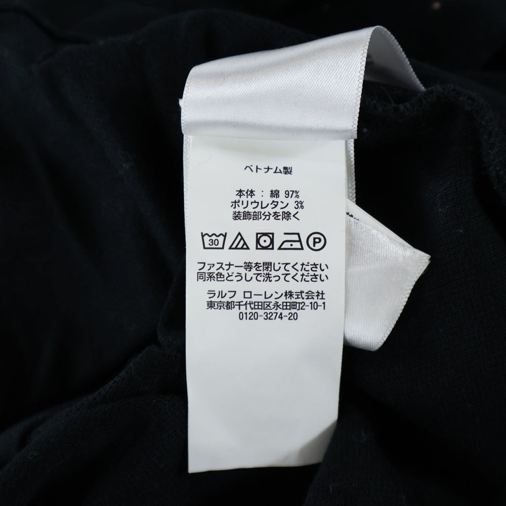 POLO RALPH LAUREN(ポロラルフローレン) CUSTOM SLIM FIT 胸ロゴ刺繍 半袖コットンポロシャツ ブラック
