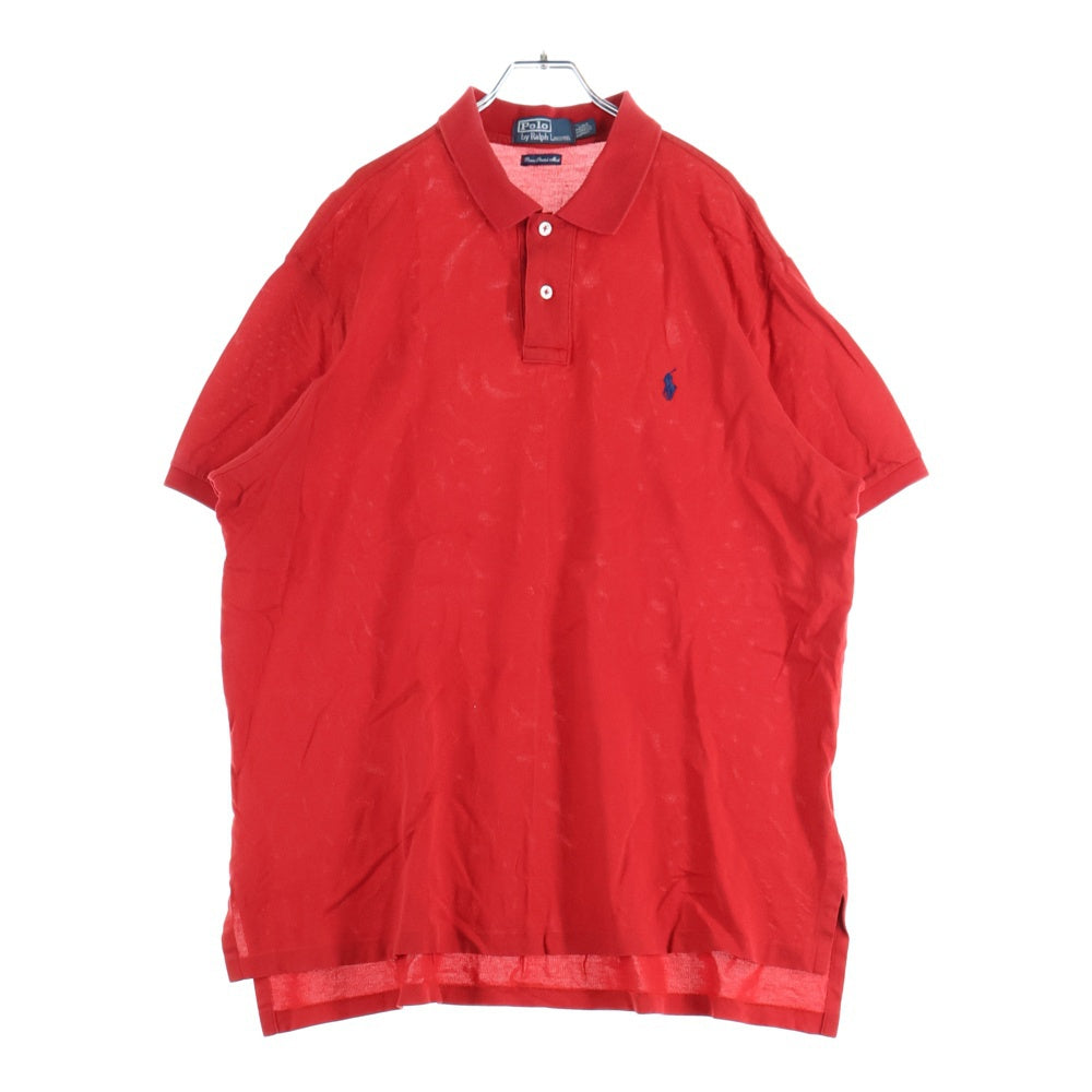 POLO RALPH LAUREN(ポロラルフローレン) 胸ロゴ刺繍 半袖コットンポロシャツ レッド