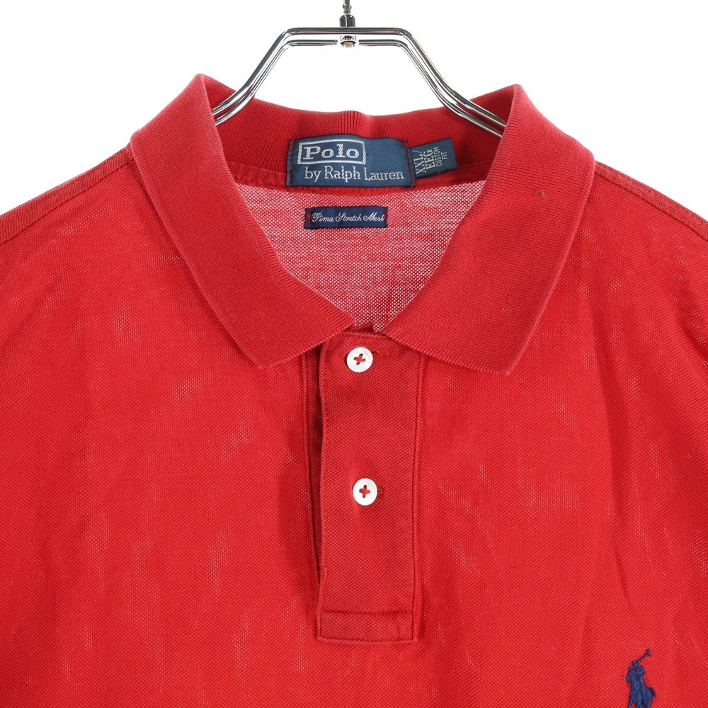 POLO RALPH LAUREN(ポロラルフローレン) 胸ロゴ刺繍 半袖コットンポロシャツ レッド
