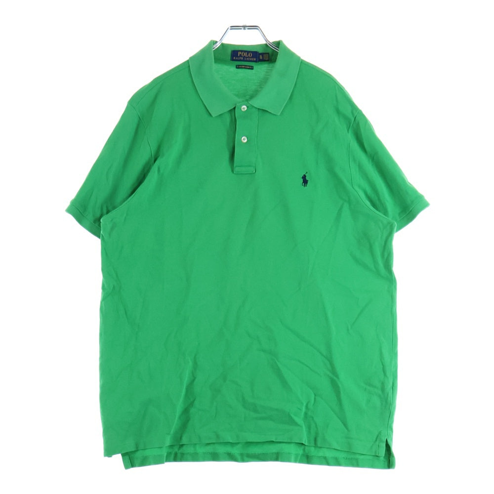 POLO RALPH LAUREN(ポロラルフローレン) CUSTOM SLIM FIT 胸ロゴ刺繍 半袖コットンポロシャツ グリーン