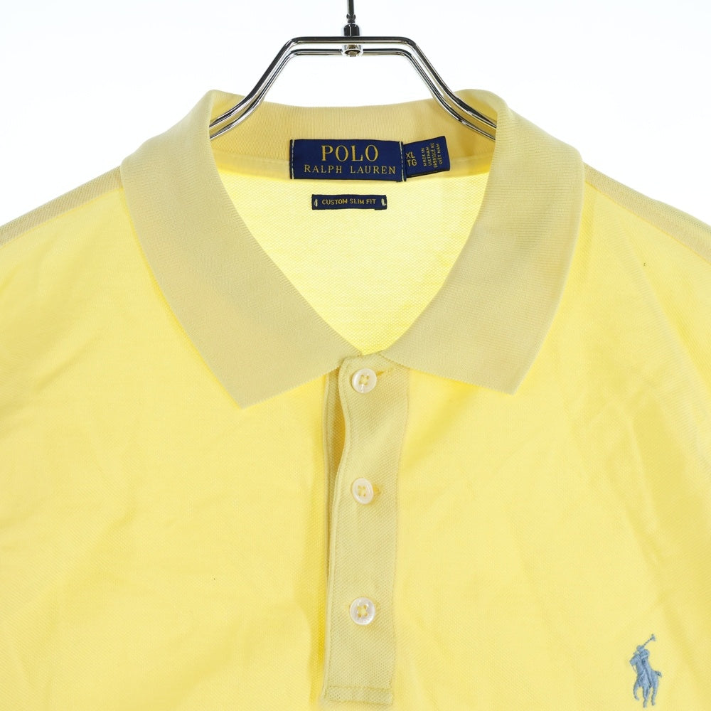 POLO RALPH LAUREN(ポロラルフローレン) CUSTOM SLIM FIT 胸ロゴ刺繍 半袖コットンポロシャツ イエロー