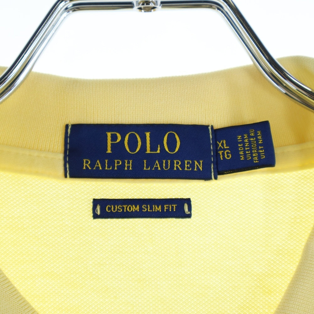 POLO RALPH LAUREN(ポロラルフローレン) CUSTOM SLIM FIT 胸ロゴ刺繍 半袖コットンポロシャツ イエロー