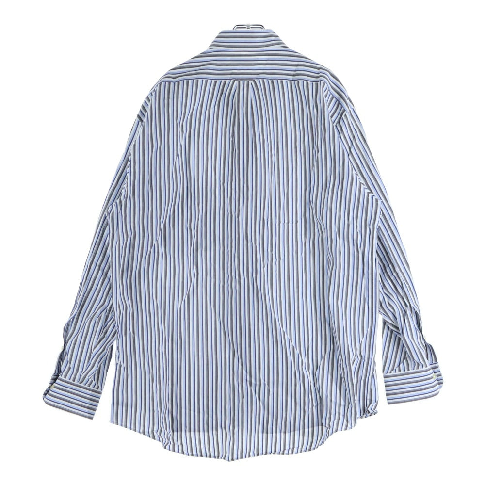 Aquascutum(アクアスキュータム) 長袖ストライプ ボタンダウンシャツ ホワイト/ブルー