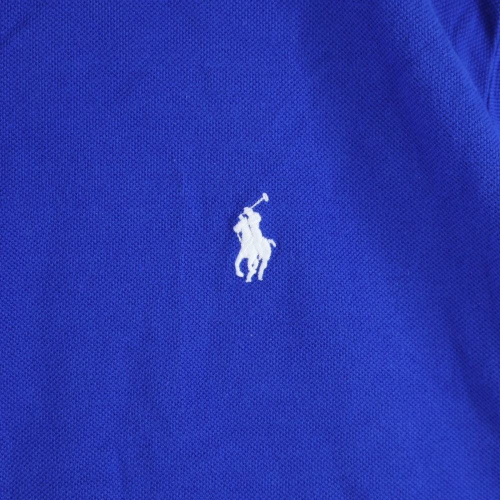 POLO RALPH LAUREN(ポロラルフローレン) CUSTOM SLIM FIT 胸ロゴ刺繍 半袖コットンポロシャツ ブルー