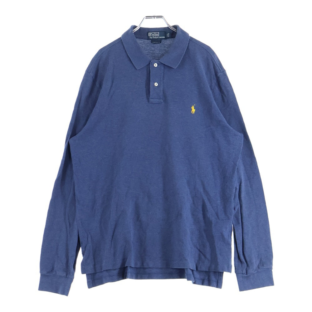 POLO RALPH LAUREN(ポロラルフローレン) CUSTOM FIT 胸ロゴ刺繍 長袖コットンポロシャツ ブルー