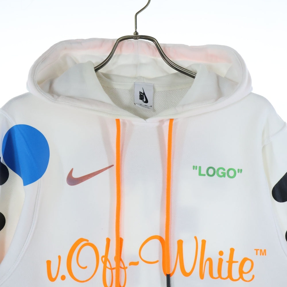 NIKE(ナイキ) 18SS ×オフホワイト Football Collection Pullover Hoodie フットボール コレクション ロゴプリント プルオーバー スウェット パーカー ホワイト AA3257-100