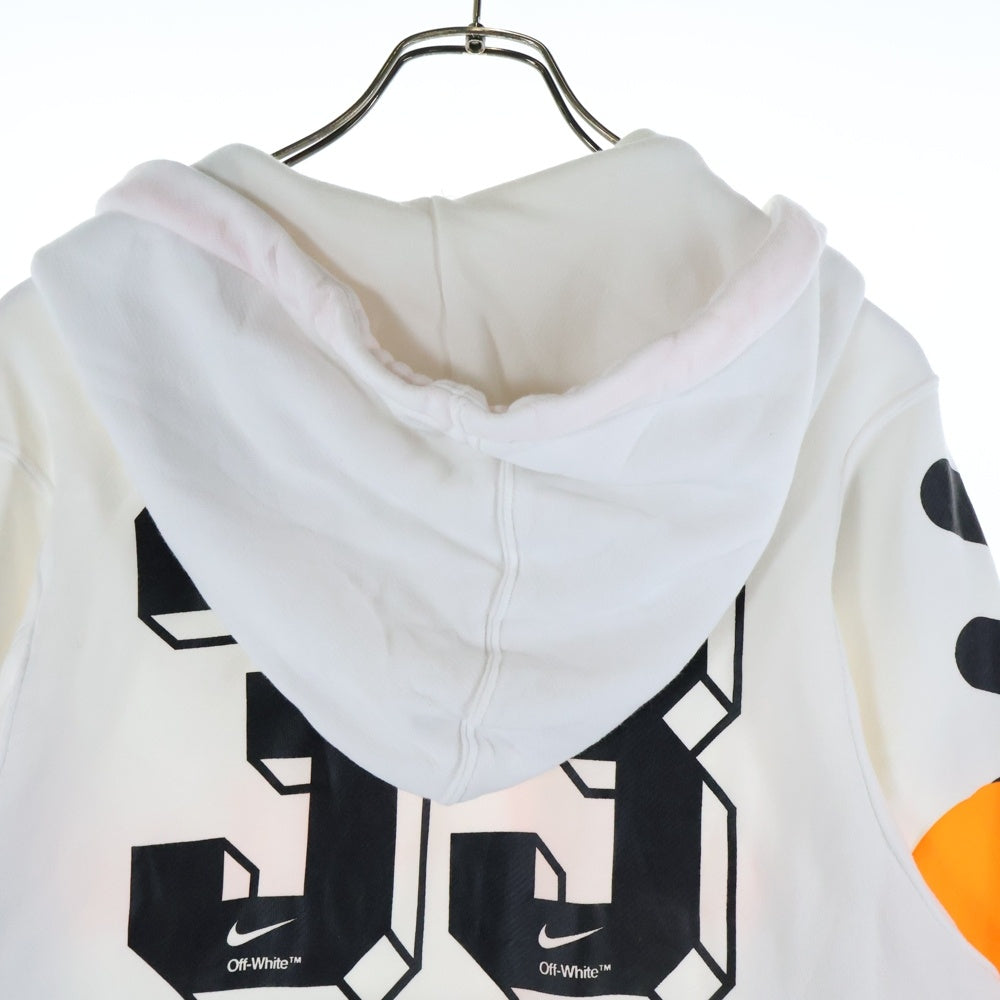 NIKE(ナイキ) 18SS ×オフホワイト Football Collection Pullover Hoodie フットボール コレクション ロゴプリント プルオーバー スウェット パーカー ホワイト AA3257-100