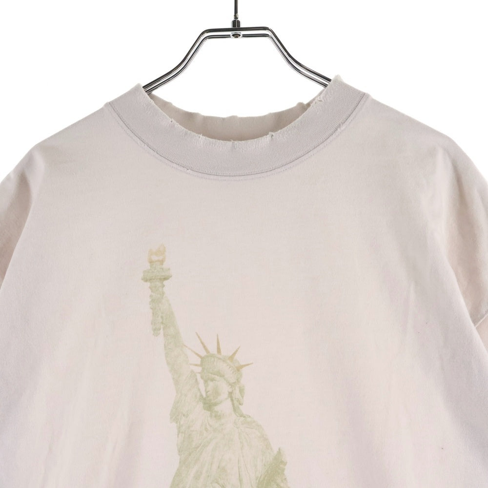 BALENCIAGA(バレンシアガ) 24SS PARIS LIBERTY パリリバティー ダメージ加工 クルーネック半袖Tシャツ カットソー ホワイト 764235 TQVR9
