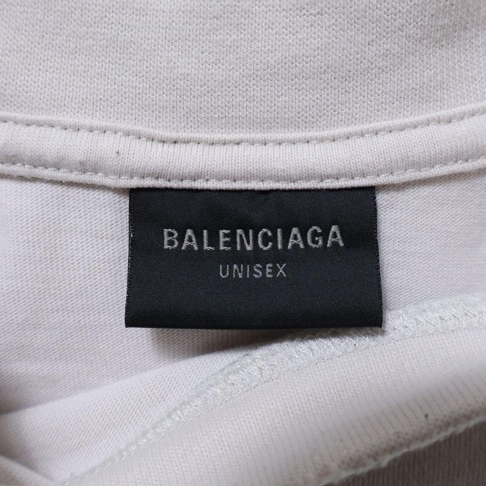 BALENCIAGA(バレンシアガ) 24SS PARIS LIBERTY パリリバティー ダメージ加工 クルーネック半袖Tシャツ カットソー ホワイト 764235 TQVR9