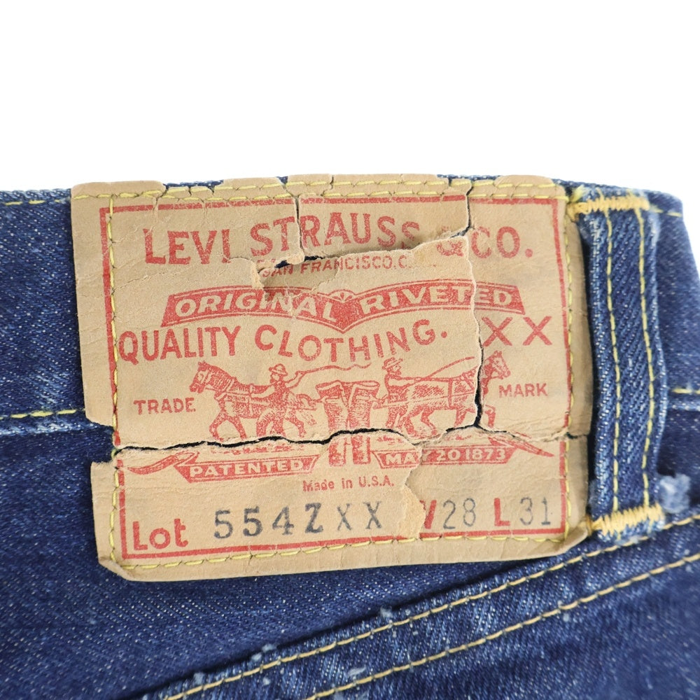 Levi's(リーバイス) 60S VINTAGE 554ZXX ボタン裏E ギャラ無し紙パッチ TALON ZIP BIG E 隠しリベット Vステッチ ヴィンテージ ジップフライ デニムパンツ インディゴ