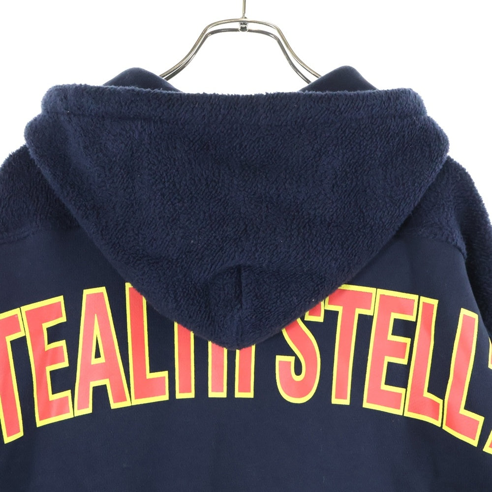 NO BRAND(ノーブランド) STEALTH STELL'A ステルスステラ 両面ロゴプリント ジップアップフーディー パーカー ネイビー TI02407