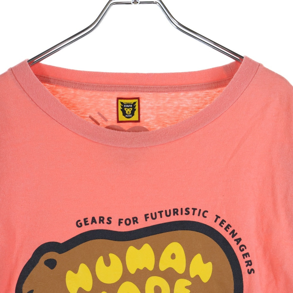 HUMAN MADE(ヒューマンメイド) フロントベアープリント クルーネック 長袖Tシャツ カットソー ピンク
