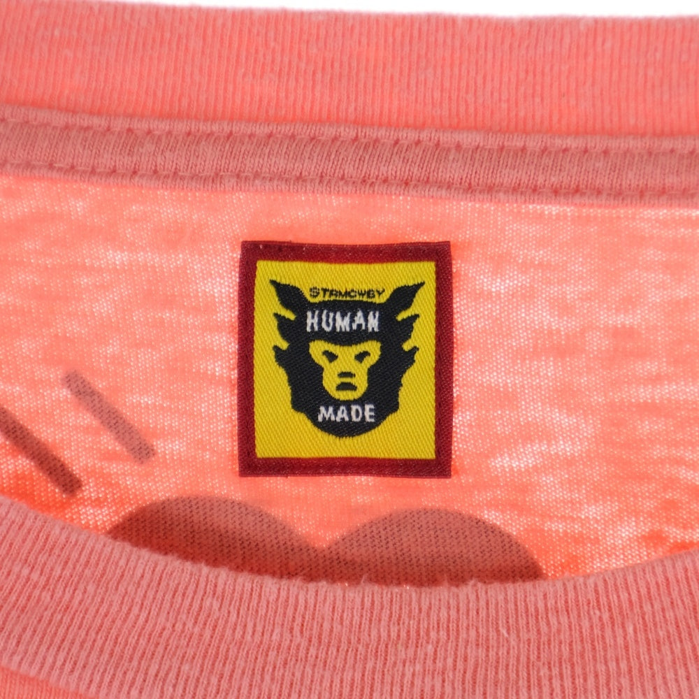 HUMAN MADE(ヒューマンメイド) フロントベアープリント クルーネック 長袖Tシャツ カットソー ピンク