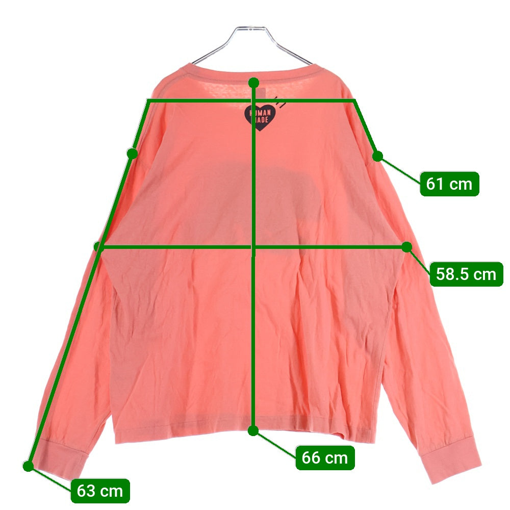 HUMAN MADE(ヒューマンメイド) フロントベアープリント クルーネック 長袖Tシャツ カットソー ピンク