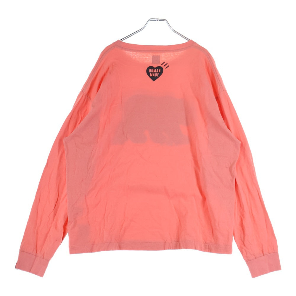 HUMAN MADE(ヒューマンメイド) フロントベアープリント クルーネック 長袖Tシャツ カットソー ピンク