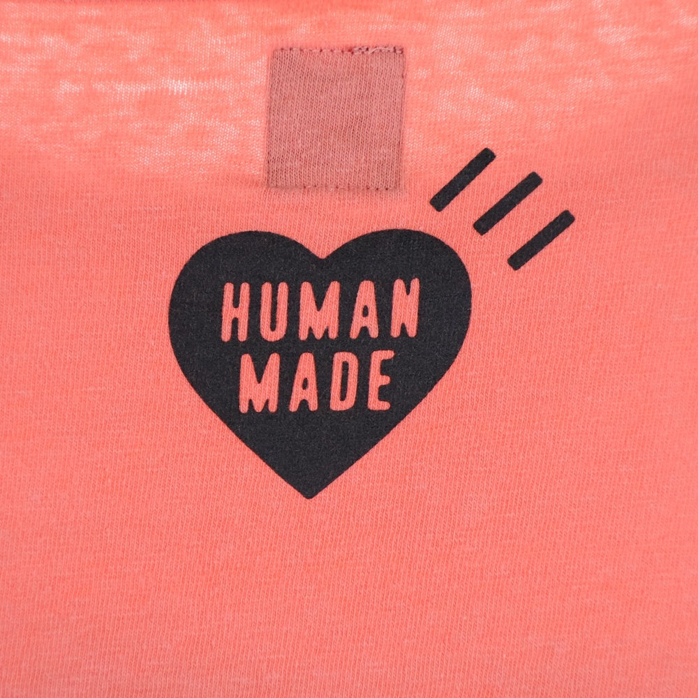 HUMAN MADE(ヒューマンメイド) フロントベアープリント クルーネック 長袖Tシャツ カットソー ピンク